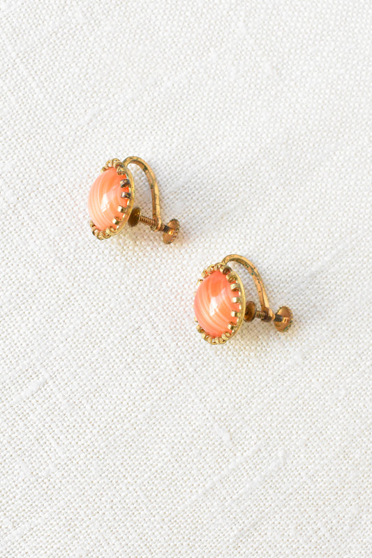 Vintage screw-on earrings with orange domes