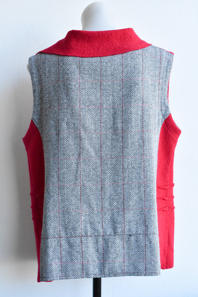 Fleur Louise retro red wool vest, size L