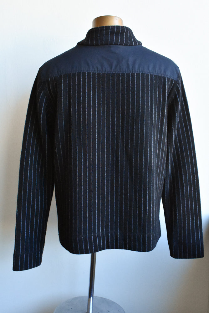 Enact Kathmandu black wool-blend pin-striped jacket, size XL