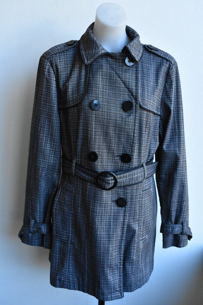 Jacqui E grey belted coat, size 16