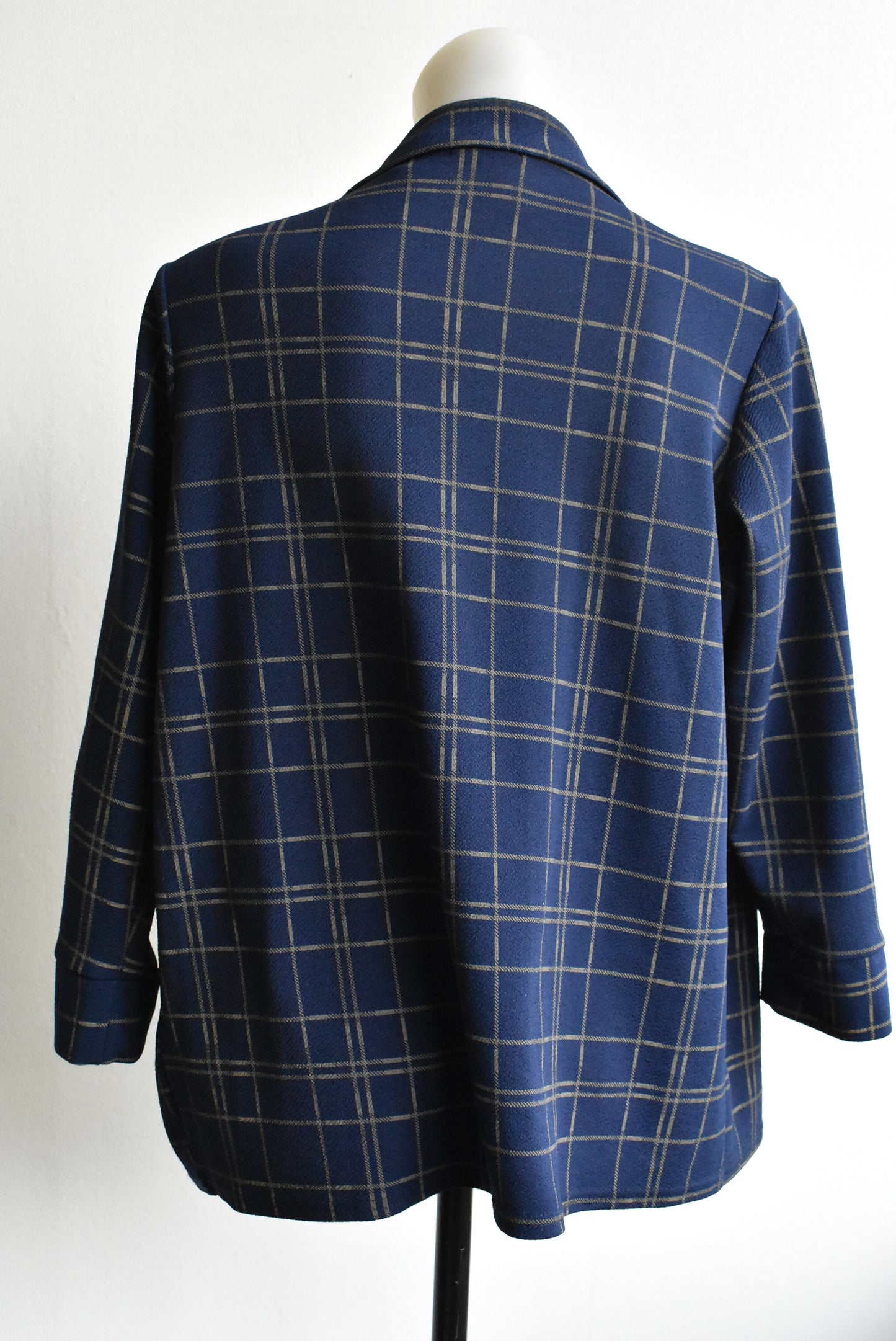 Boohoo navy top with a checkered pattern, size 12