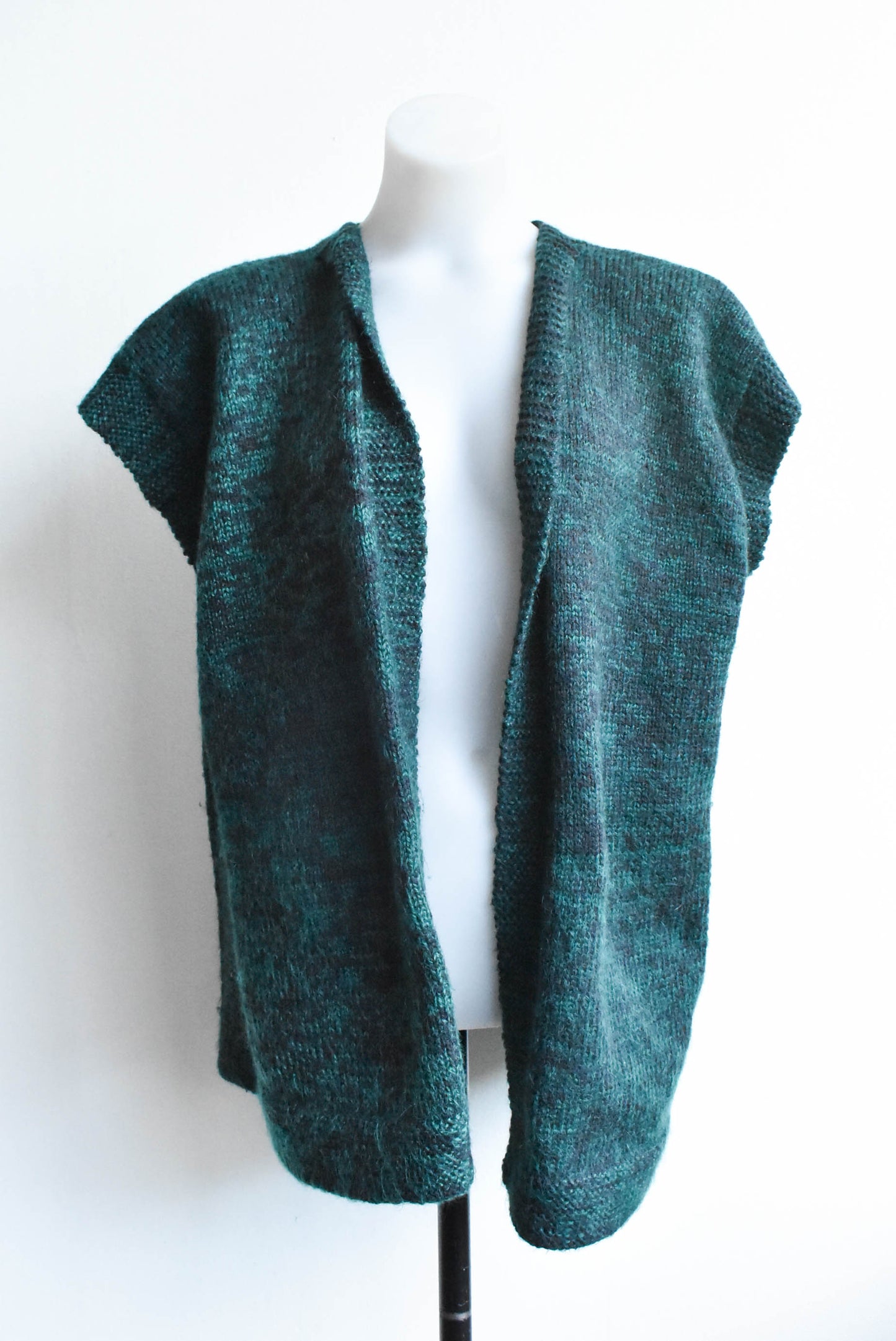Handknitted green and black variegated shrug