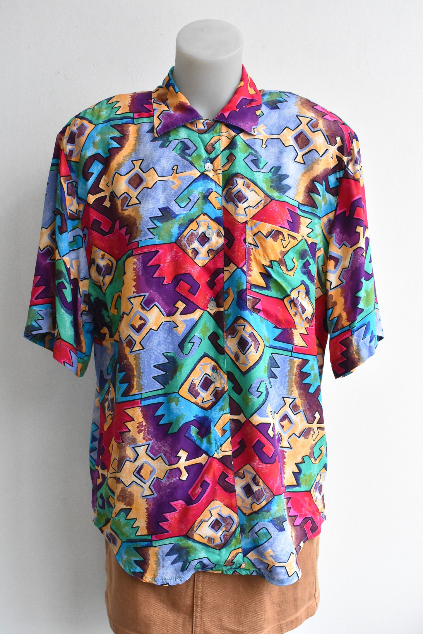 Cassa retro brightly patterned shirt, size 12