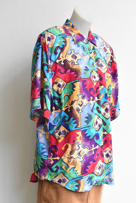 Cassa retro brightly patterned shirt, size 12