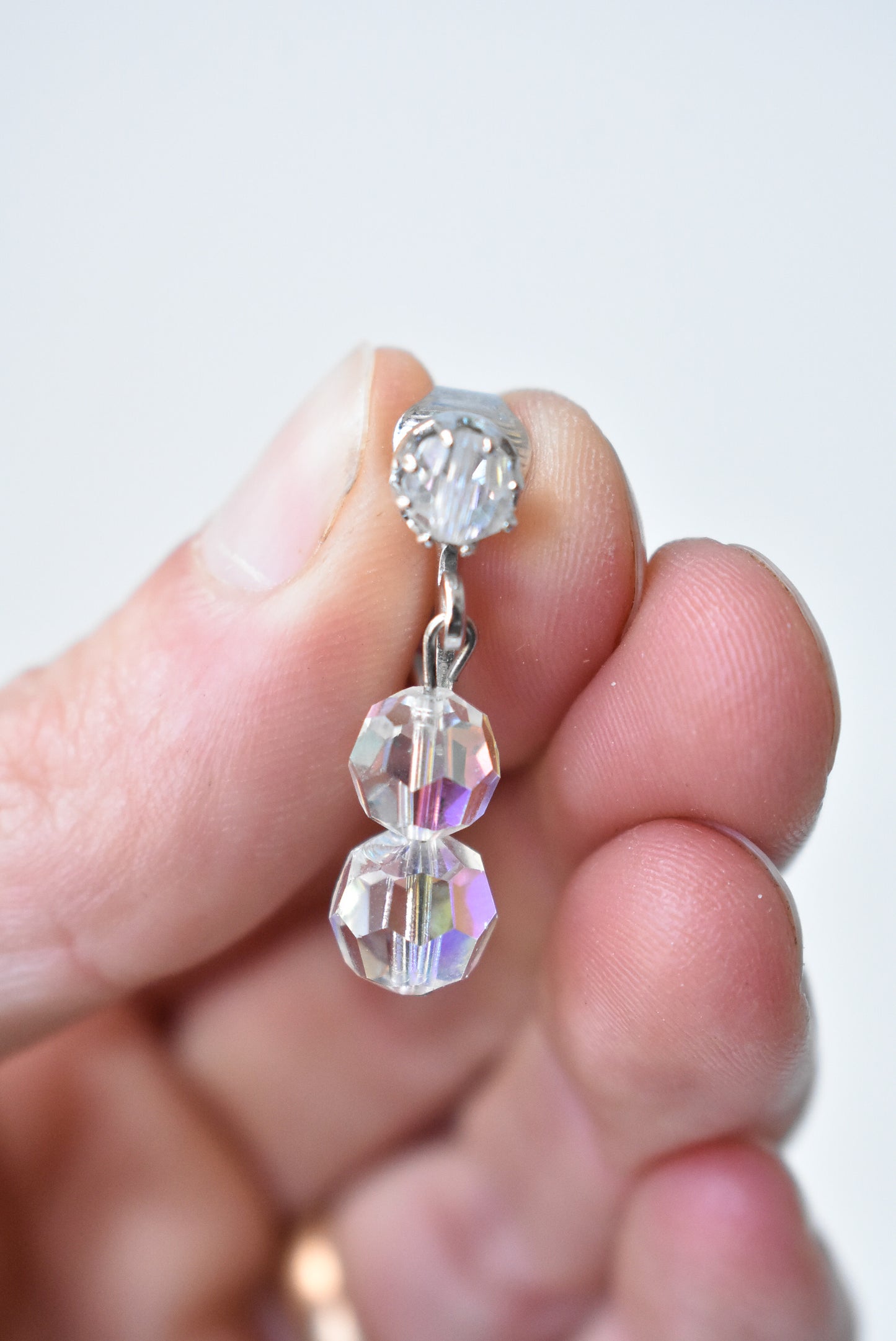 Retro clip on dangly glass bead earrings