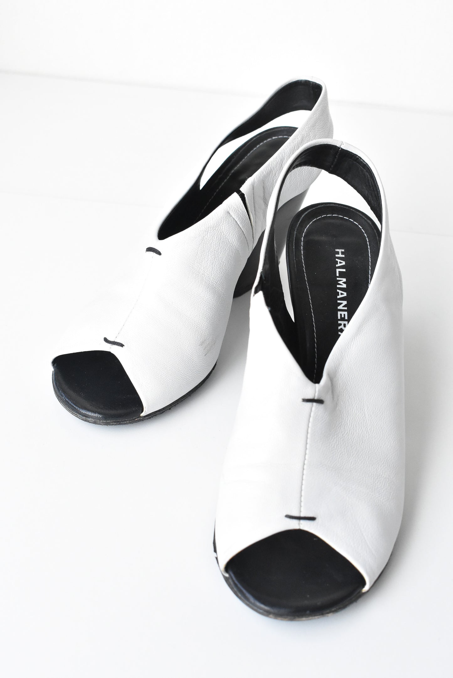 Halmanera handmade white heels, size 36