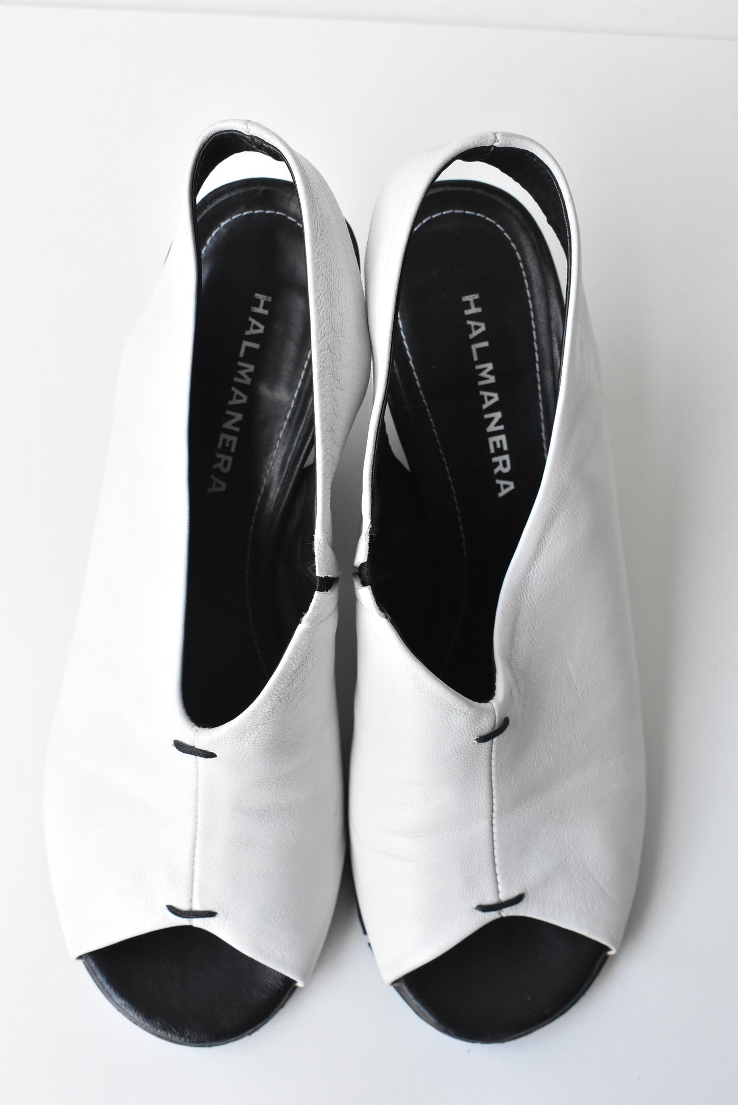 Halmanera handmade white heels, size 36