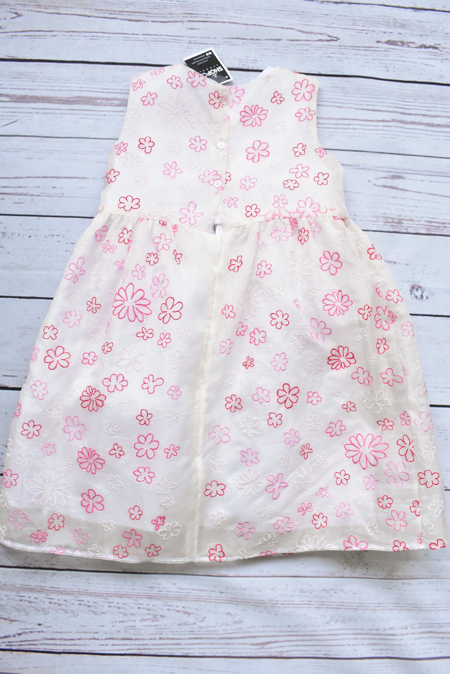 White and pink floral patterned kids dress