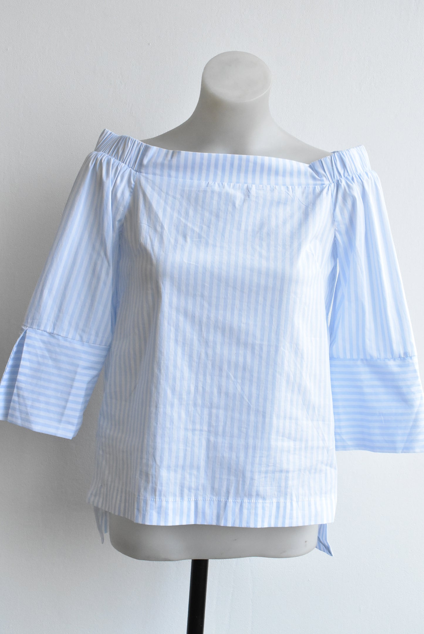 Closet London new blue-and-white striped off-the-shoulder top, size 8