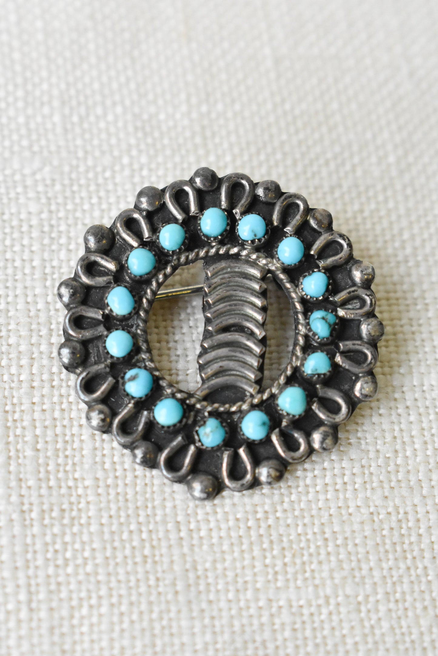 Silver turquoise brooch