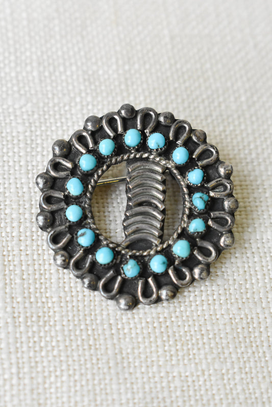 Silver turquoise brooch