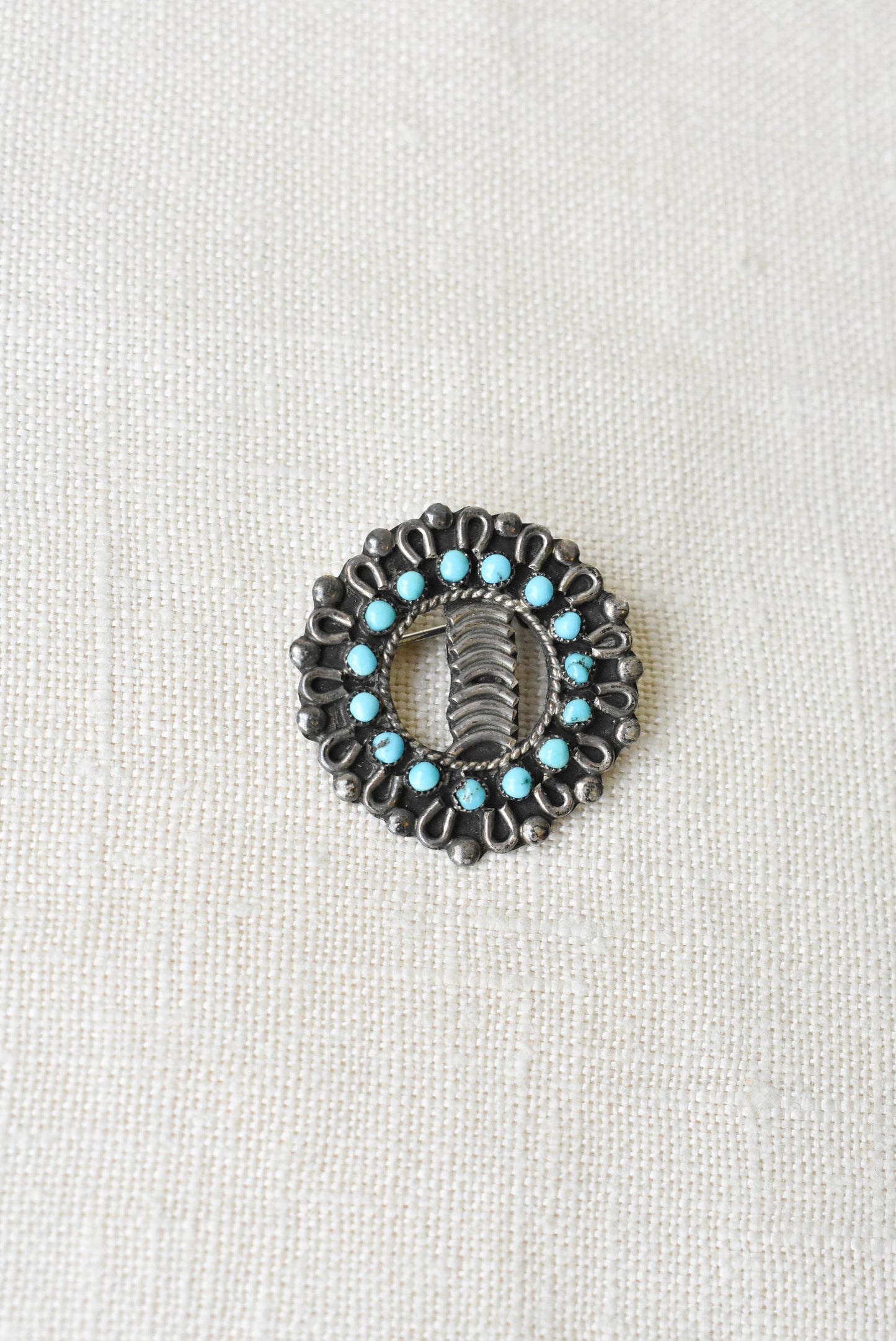 Silver turquoise brooch