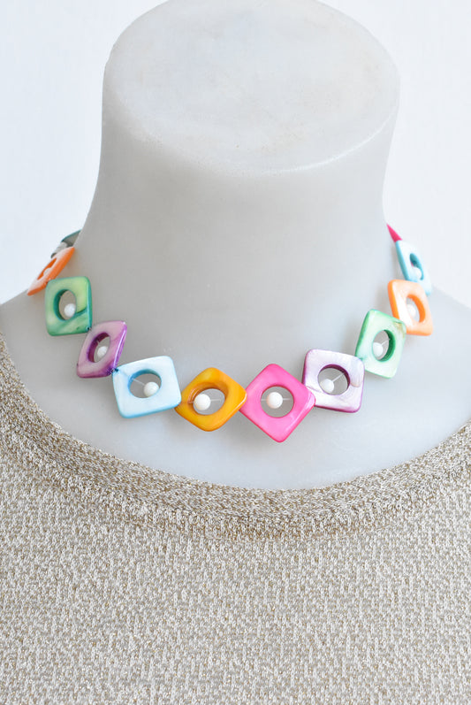 'Squaring the circle' multicoloured necklace