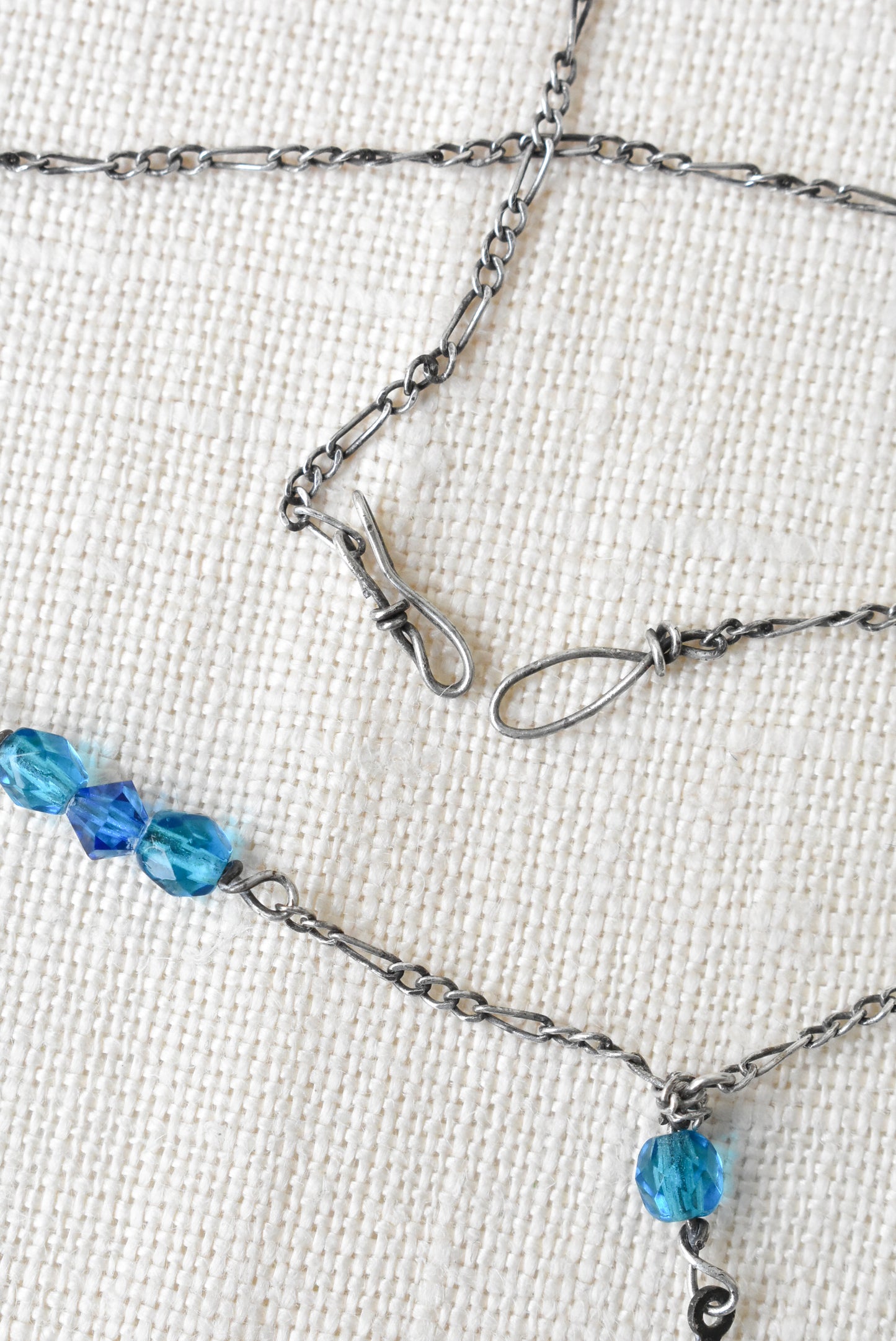 Silver blue beaded necklace