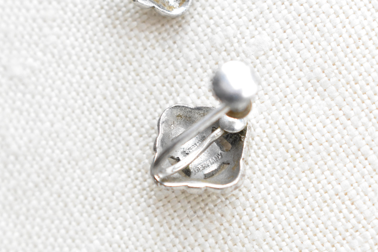 Marcasite screw on earrings, stirling German silver