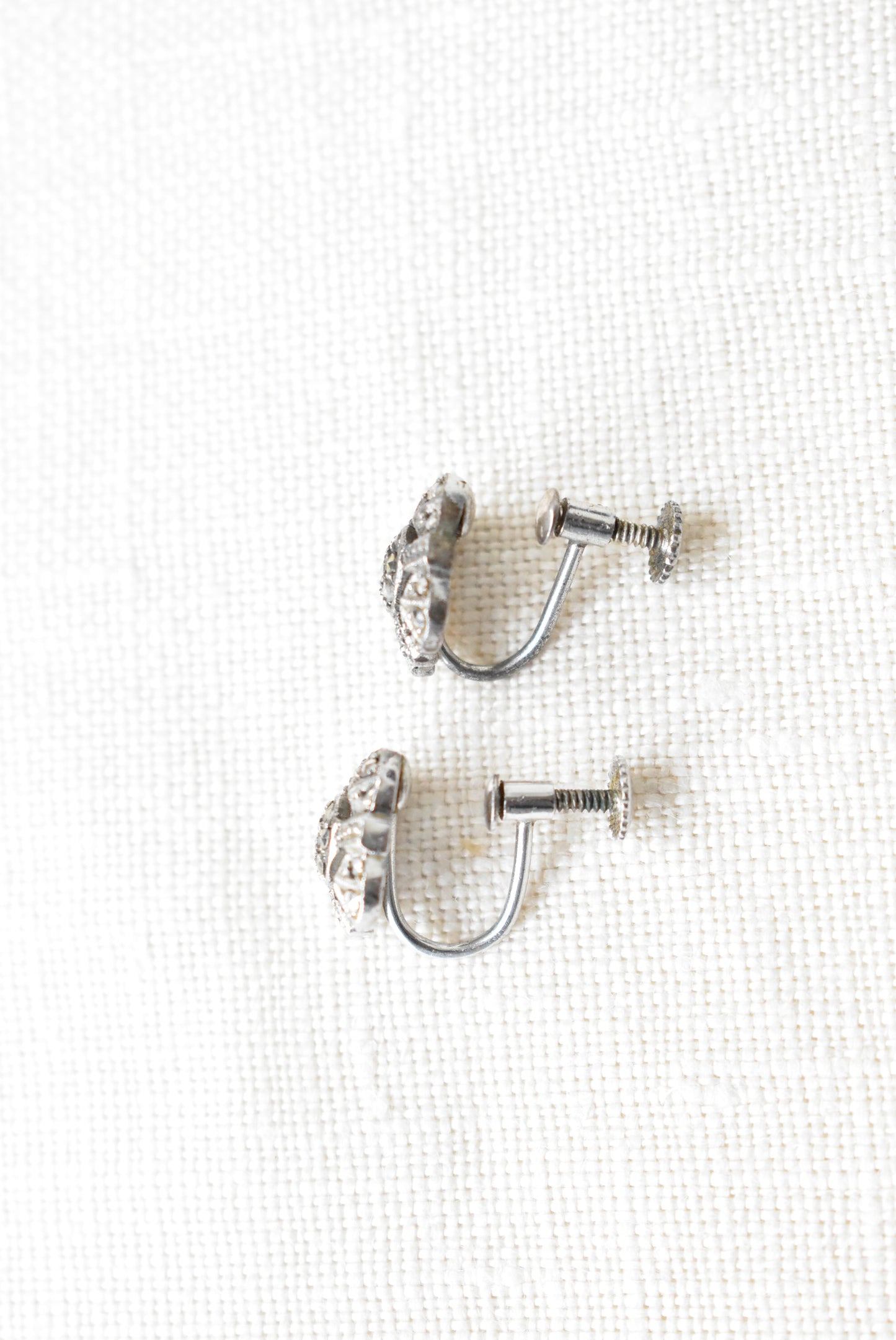 Marcasite screw on earrings, stirling German silver