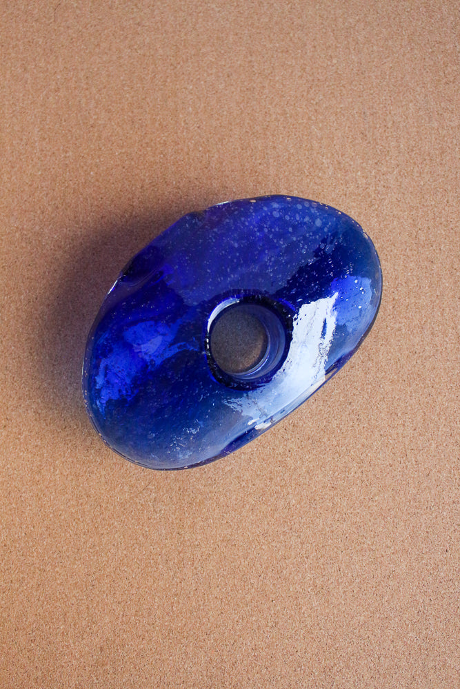 Murano blue donut hole vase, small