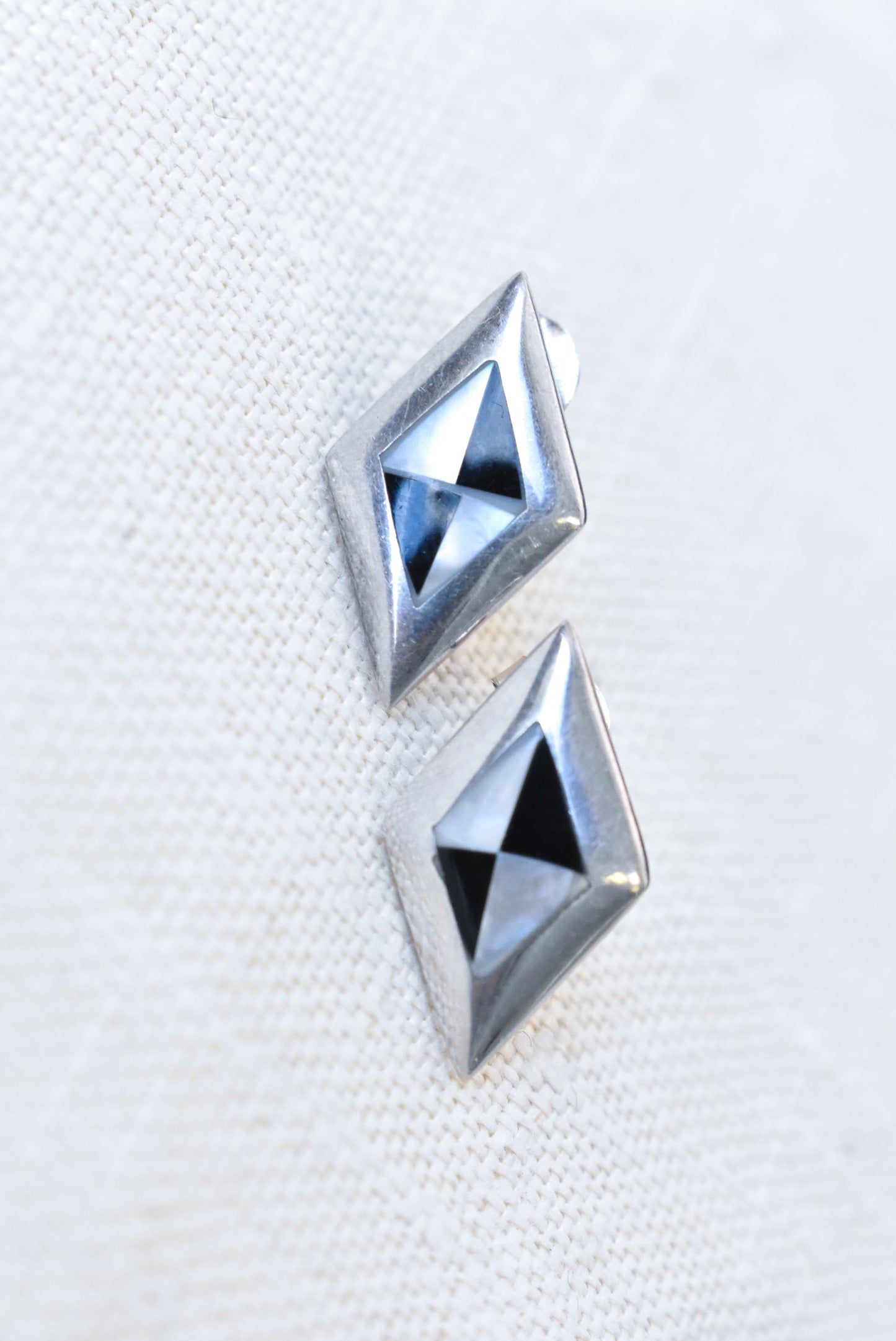 Sterling silver stud diamond shaped earrings