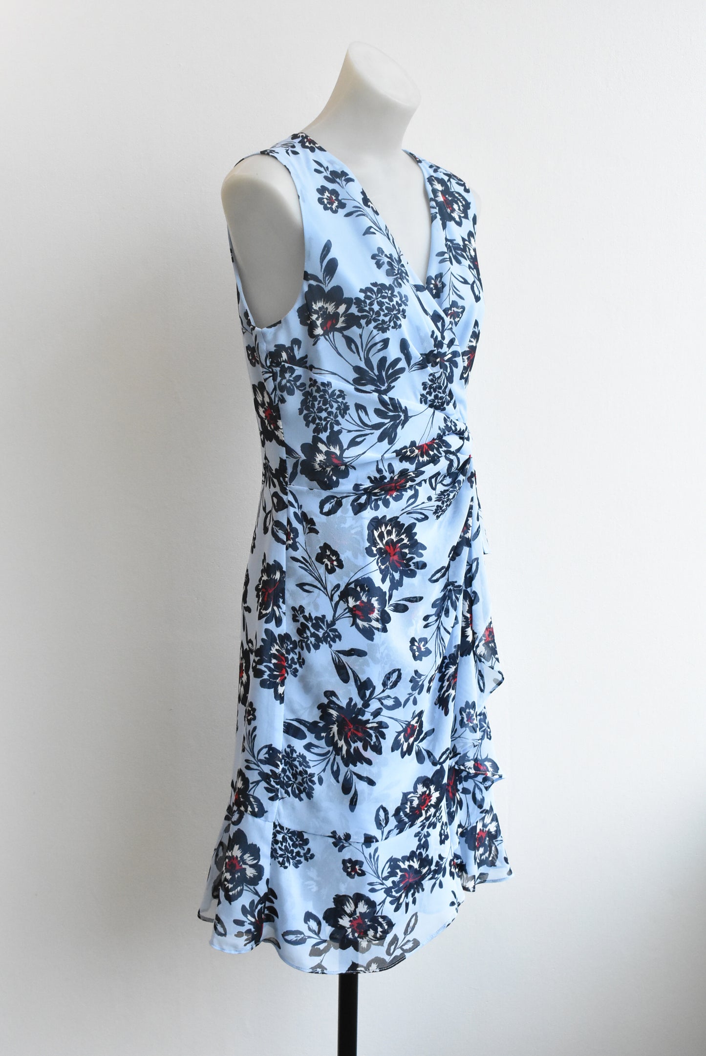 Jacqui E sky blue floral dress, size S