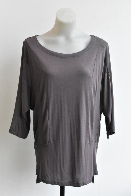 Laura Ashley sheer panel grey top, size S