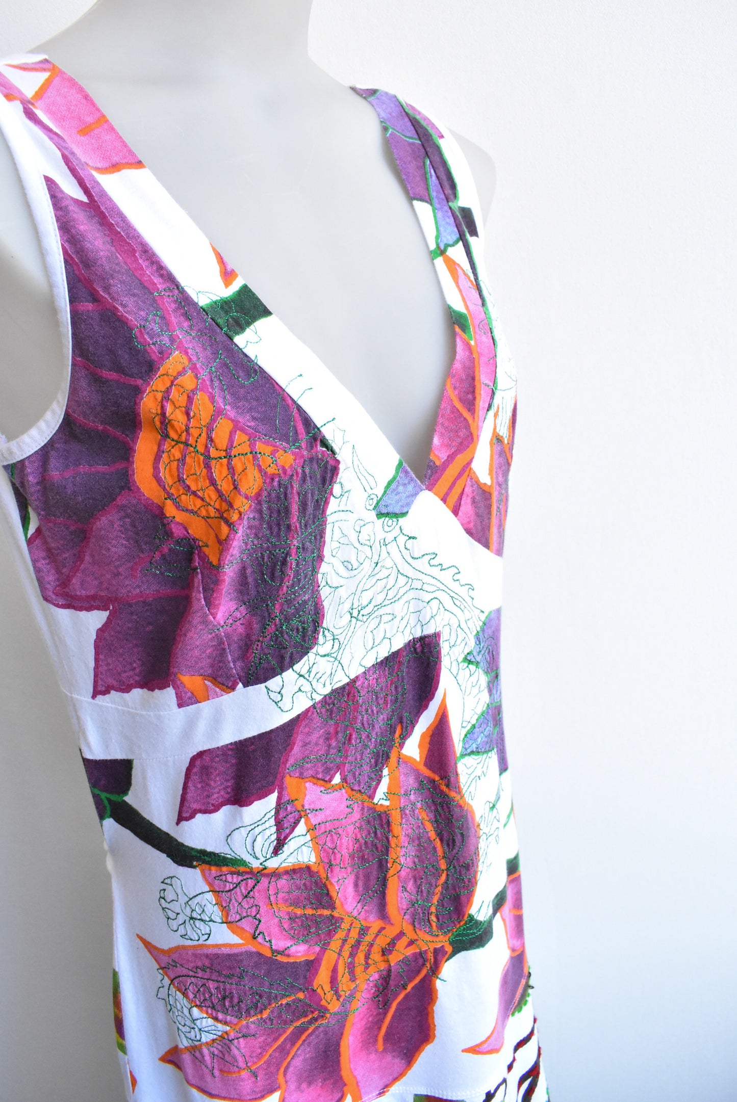 Desigual floral embroidered sleveeless dress, size L