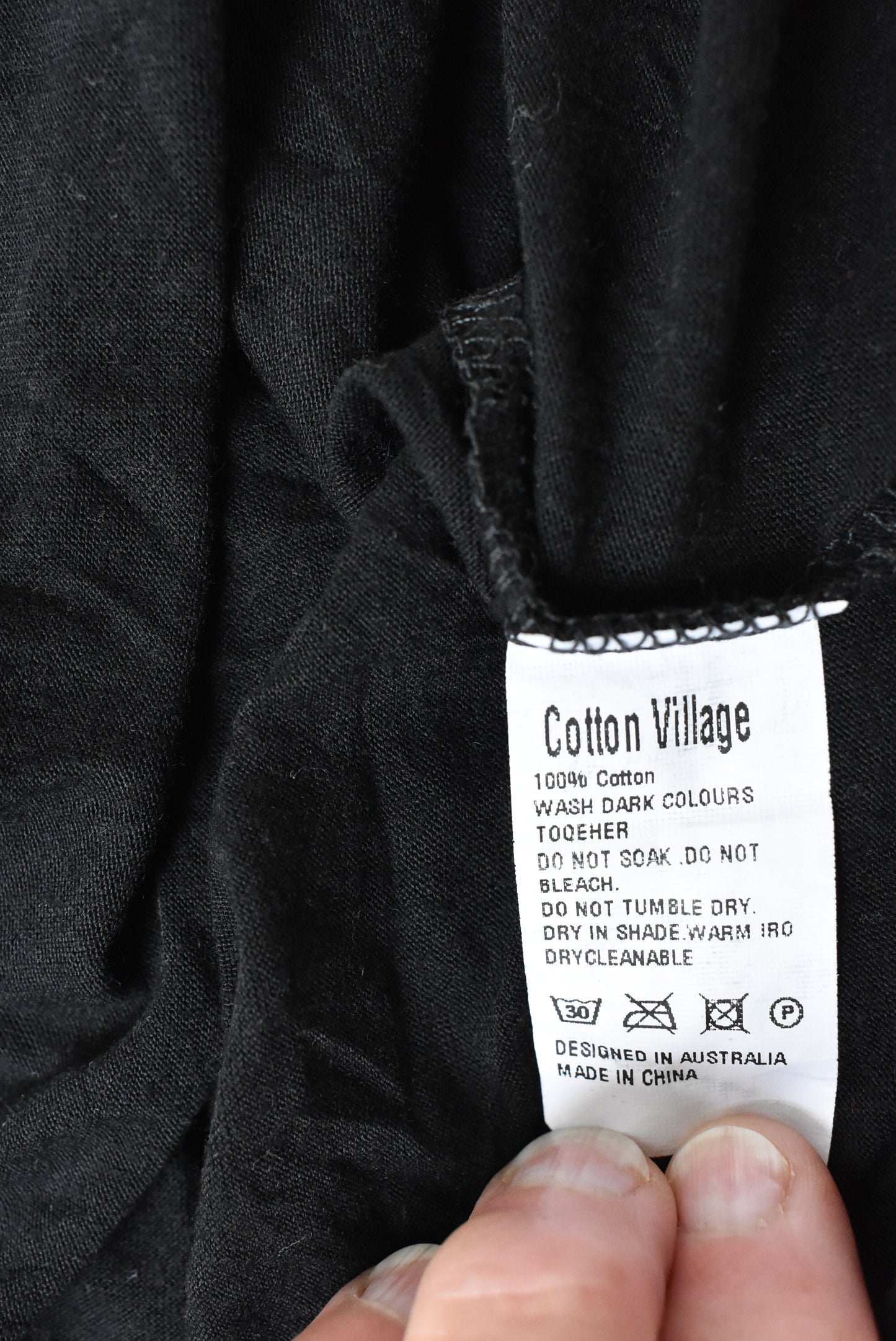 Cotton Village 100% cotton black tie dress, size S-M