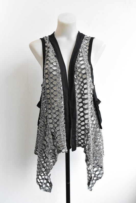 Olla Oh vest with holes & pocket detail, size S