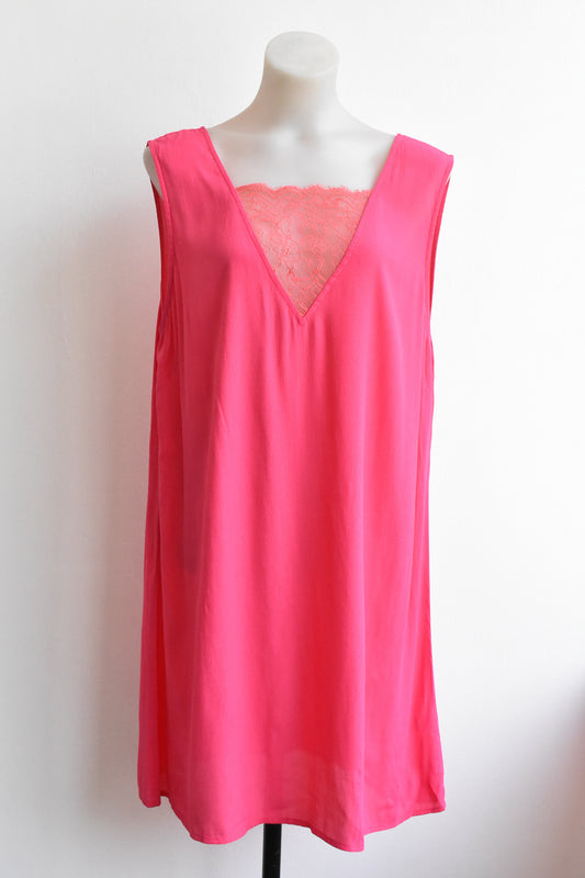 Glassons hot pink lace v neck dress, M/L