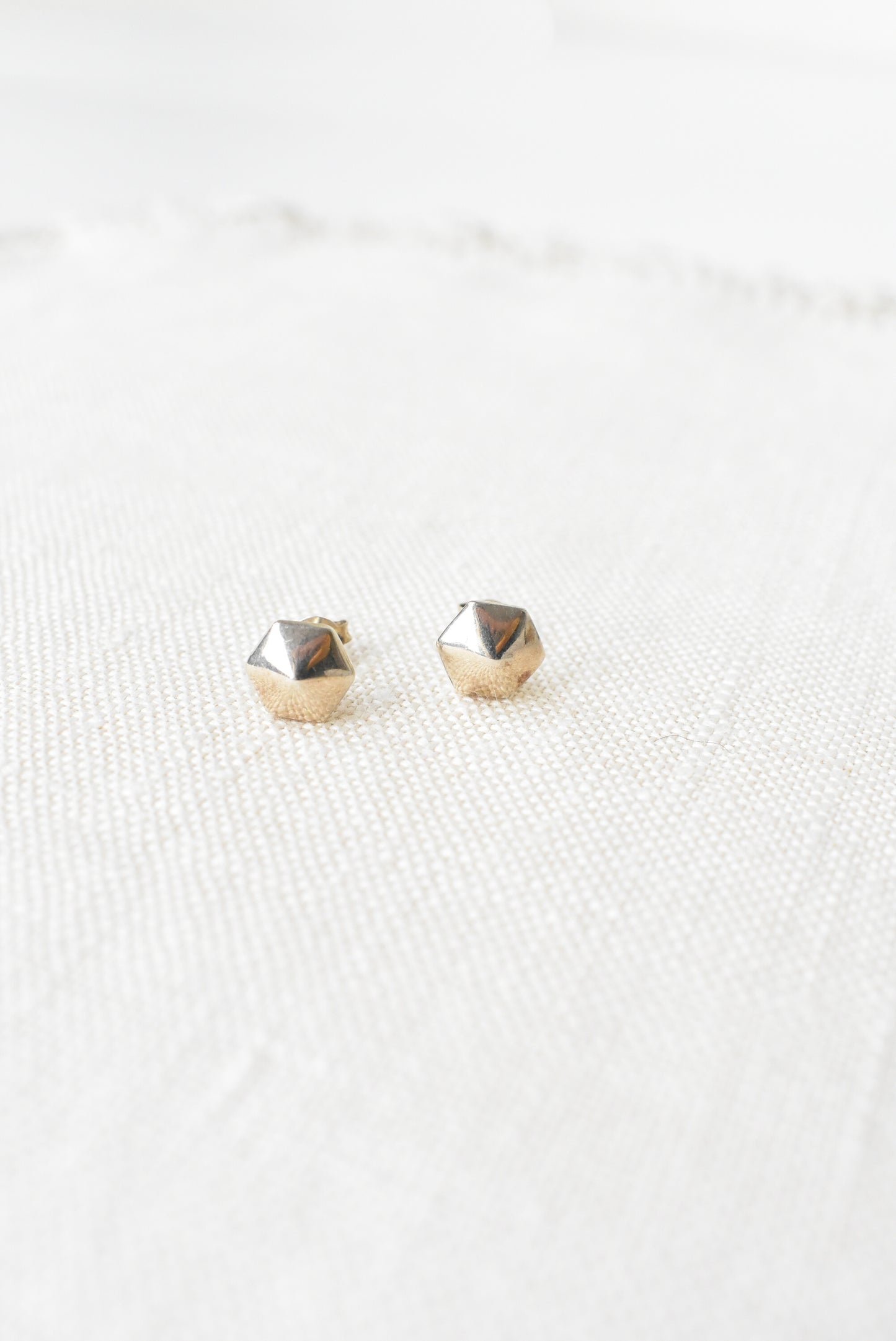 Sterling silver hexagon stud earrings