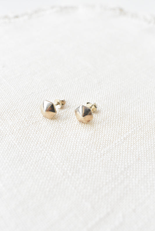 Sterling silver hexagon stud earrings