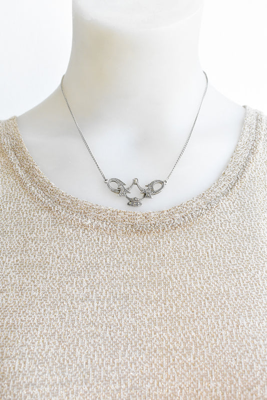 Vintage marcasite pendant necklace
