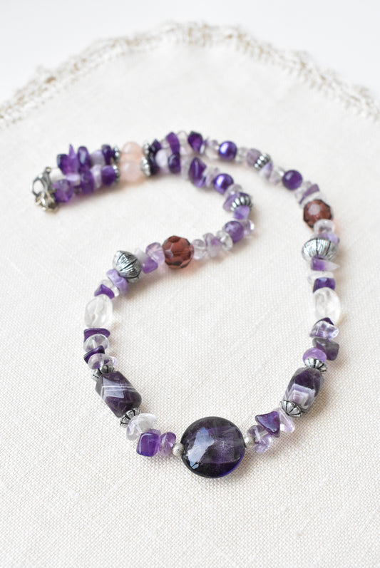 Amethyst and purple bead necklace