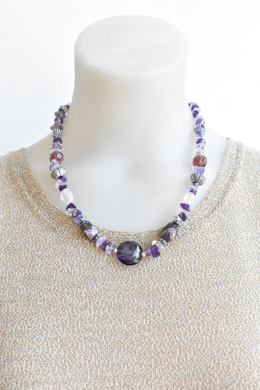 Amethyst and purple bead necklace
