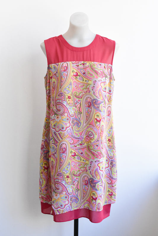 Pink and lime paisley sleeveless dress