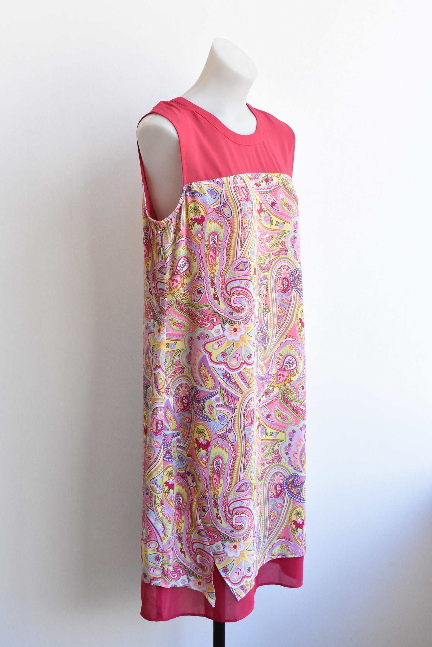 Pink and lime paisley sleeveless dress