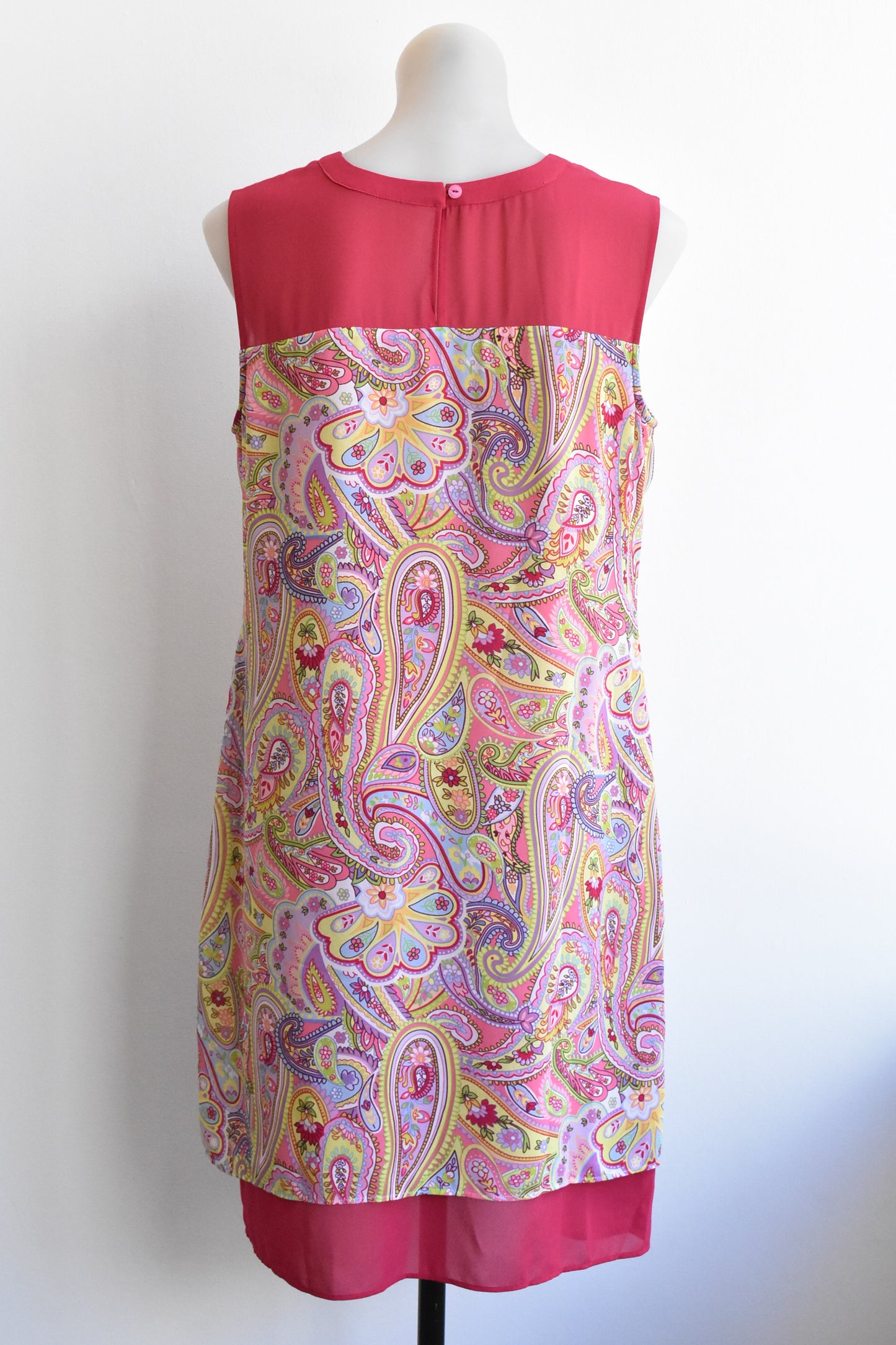 Pink and lime paisley sleeveless dress