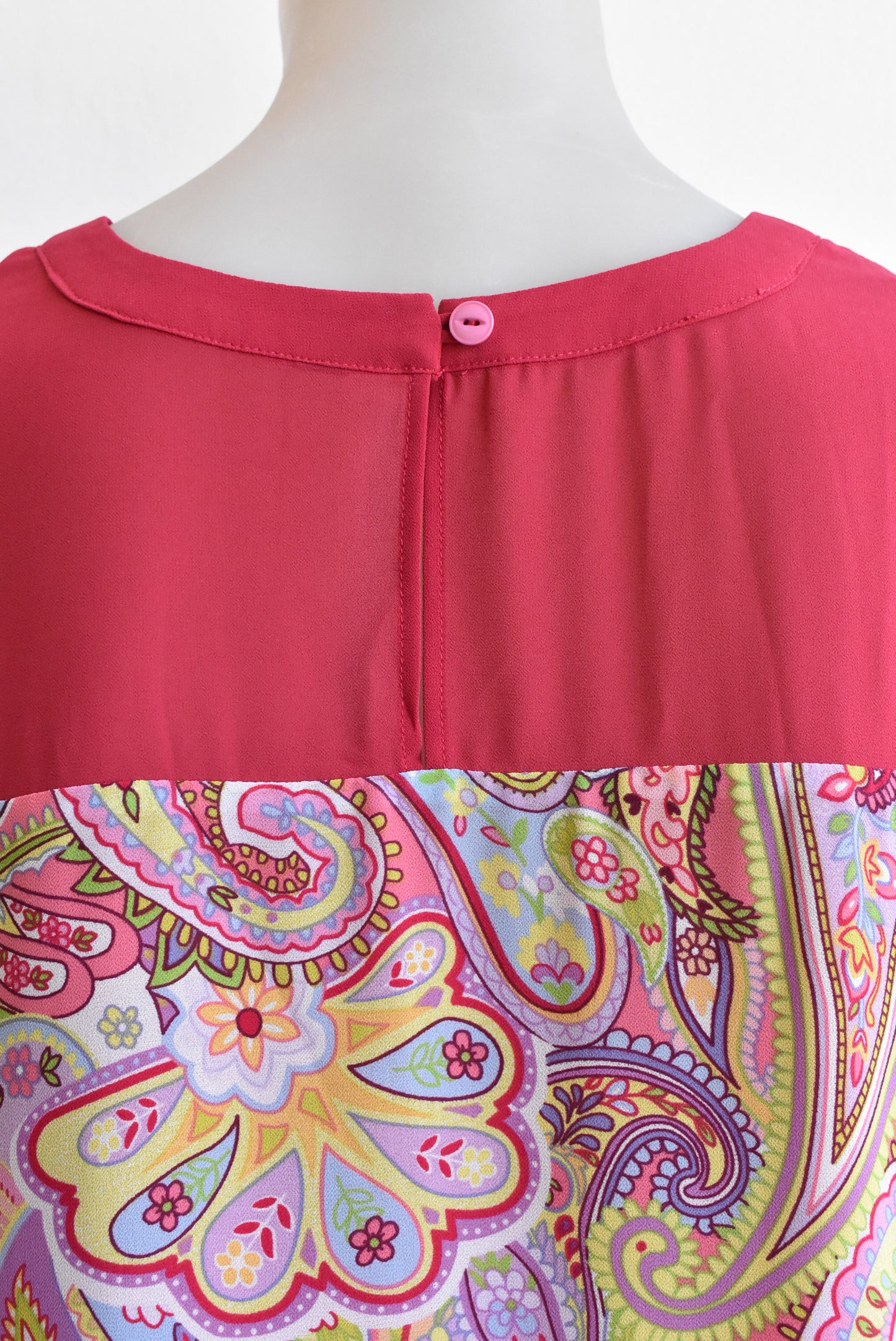 Pink and lime paisley sleeveless dress