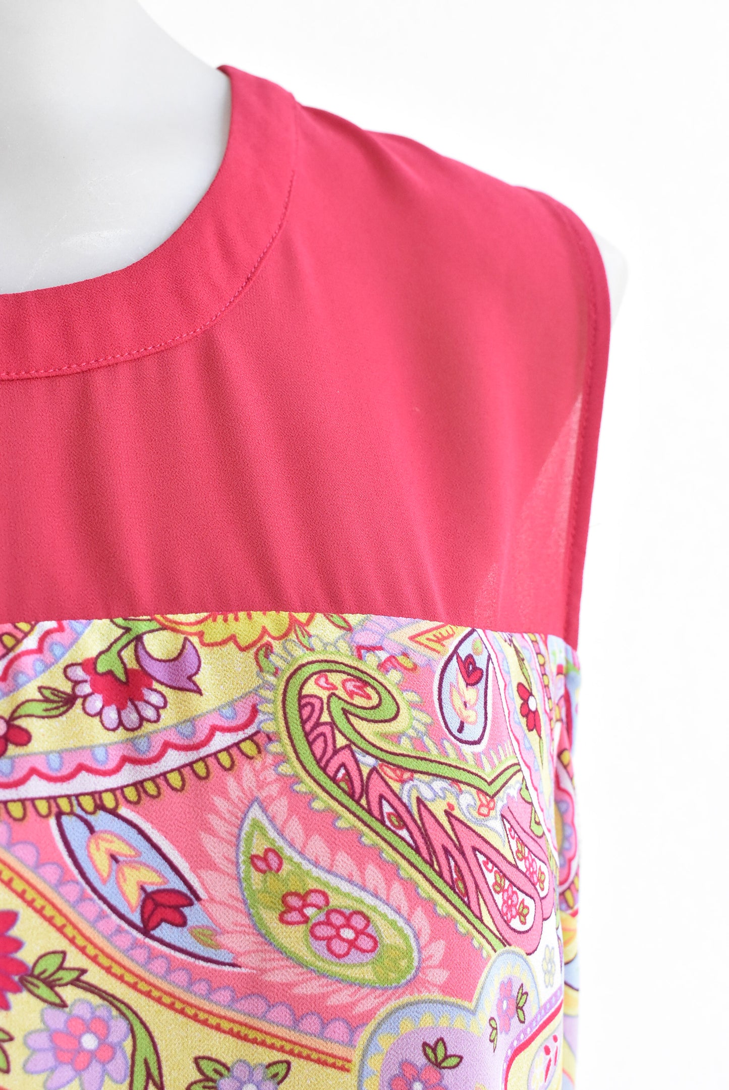 Pink and lime paisley sleeveless dress