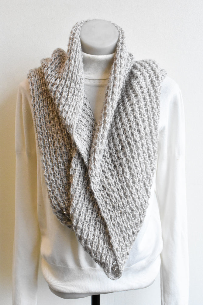 Sparkly grey knitted infinity scarf